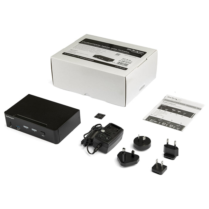 Startech.Com Switch Conmutador Kvm Displayport De 2 Puertos 4k 60hz Switch Kvm Displayport 1.2 Conmutador Kvm / Audio / Usb 2 X Kvm / Audio / Usb Sobremesa Conforme A La Taa