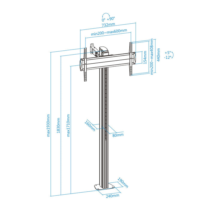 EAN 8433281010703 - TooQ FS2270M-B soporte para pantalla de señalización 177,8 cm (70") Plata imagen 10