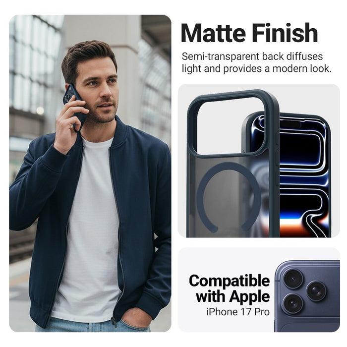 Etui Hybrid Matte Magnetic Etui Magsafe Iphone 17 Pro Granatowe
