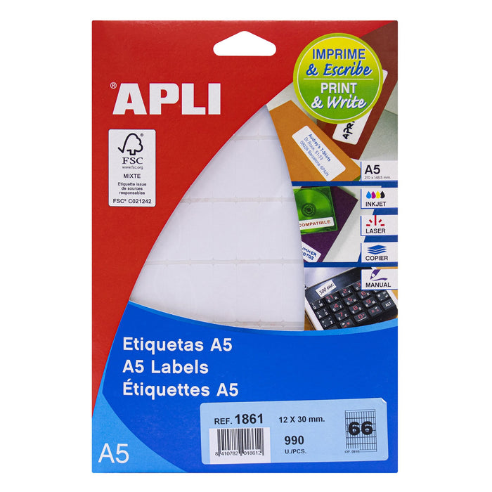 EAN 8410782018612 - APLI 1861 etiqueta autoadhesiva Permanente Blanco 990 pieza(s) imagen 2
