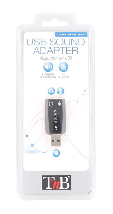 EAN 3303170075623 - T'nB ADAUSB51 cambiador de género para cable USB-A 2 x 3.5mm Negro imagen 3