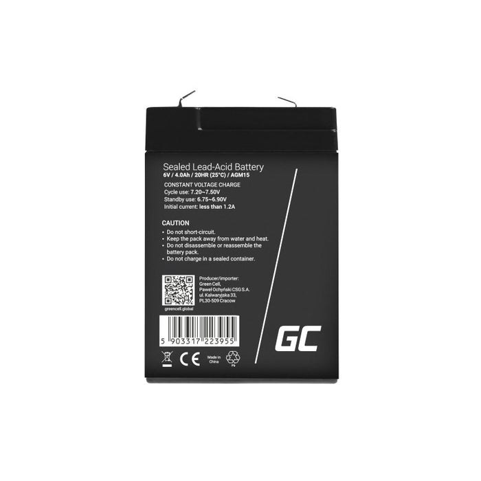 EAN 5903317223955 - Green Cell AGM15 batería para sistema ups Sealed Lead Acid (VRLA) 6 V 4 Ah imagen 2