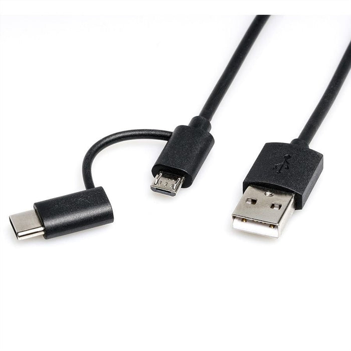 Roline Usb 2.0 Sync- & Ladecable Typ A - Typ C   Micro B, Schwarz, 1 M