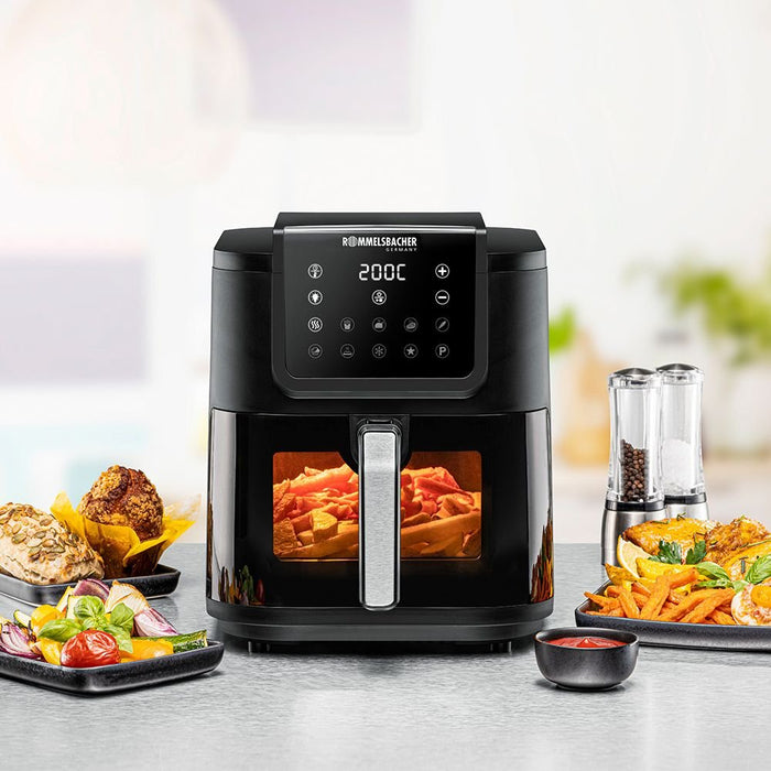 EAN 4001797813022 - Rommelsbacher FRH 1700 freidora Sencillo 8 L Independiente 1700 W Freidora de aire caliente Negro, Acero  imagen 2
