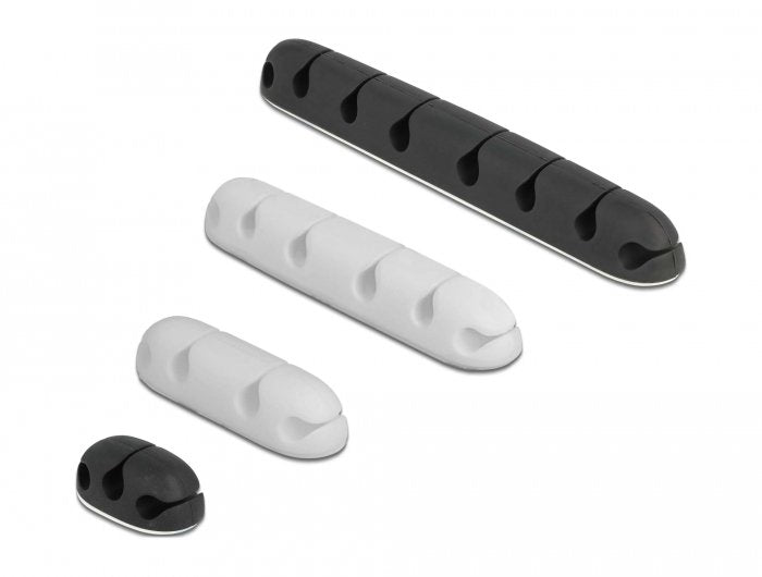 Delock 18402 Organizador De Cables Escritorio/Pared Soporte Para Cables Negro, Blanco 4 Pieza(S)