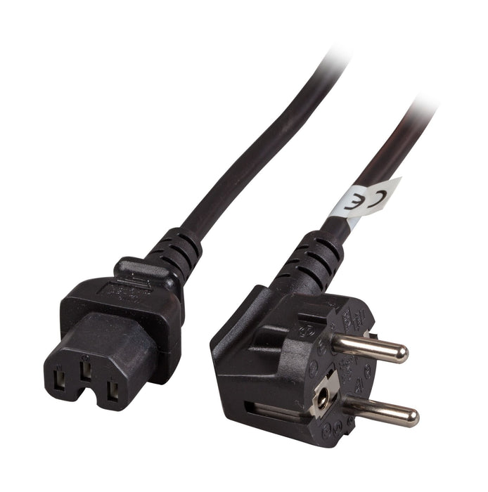Netzcable 230v Schutzkontakt Cee7(Mecker)->Warmgeräte Iec-C15(Hchse), 1,0m,Negro