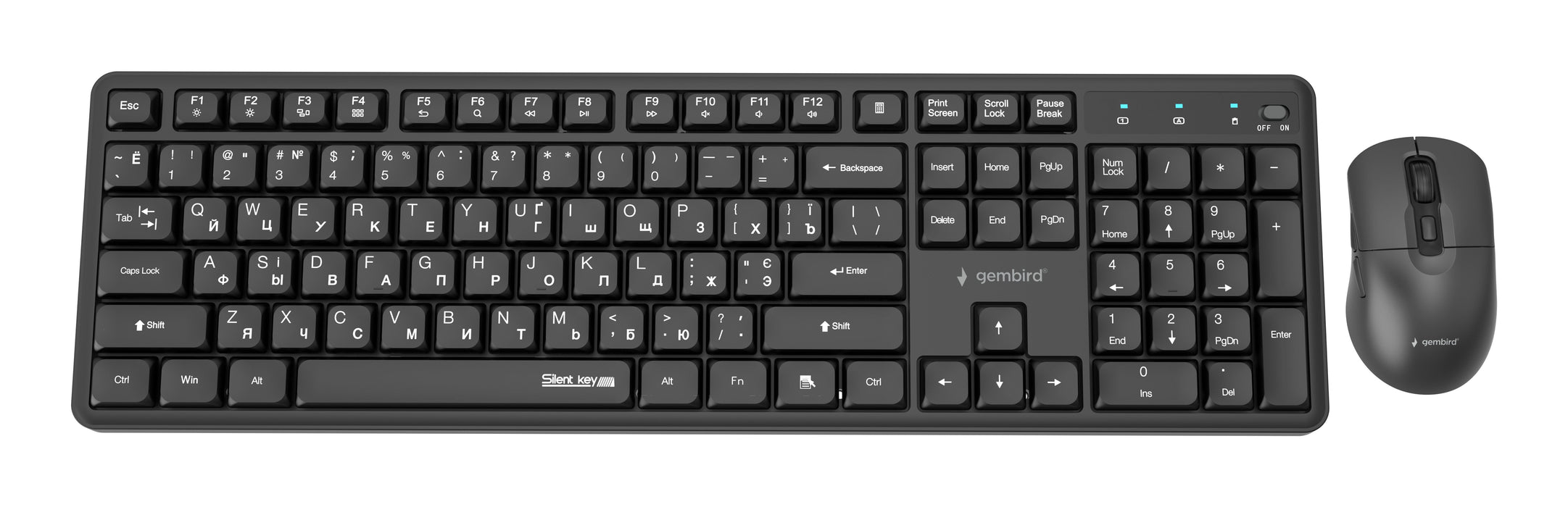 Keyboard +Mouse Wrl Cyrillic/Black Kbs-Wms-01-Cyrl Gembird