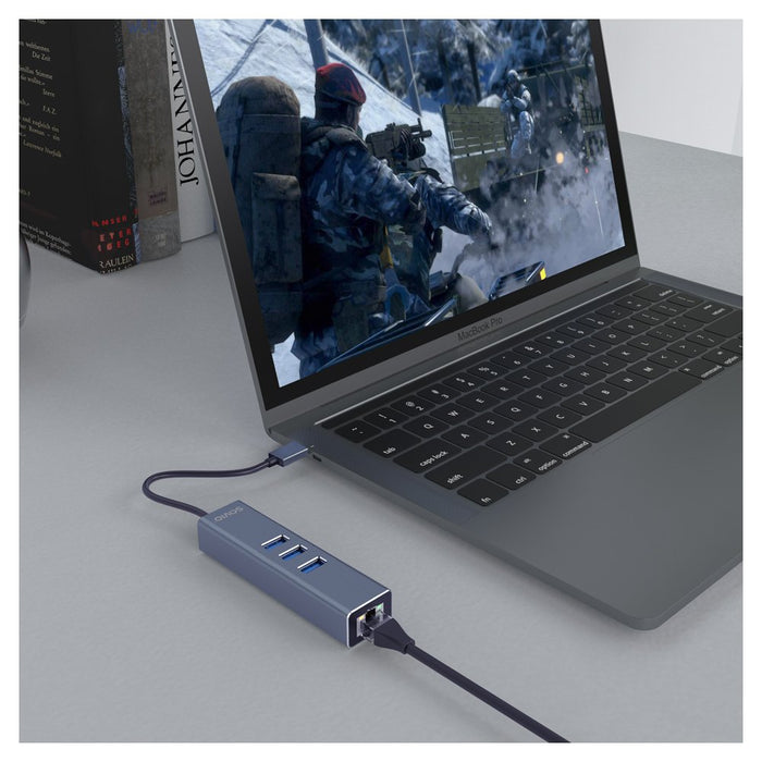 EAN 5901986047773 - Savio AK-57 USB-A - 3 x USB-A HUB with RJ-45 Gigabit Ethernet adapter 5000 Mbit/s grey USB 3.2 Gen 1 (3.1 imagen 5