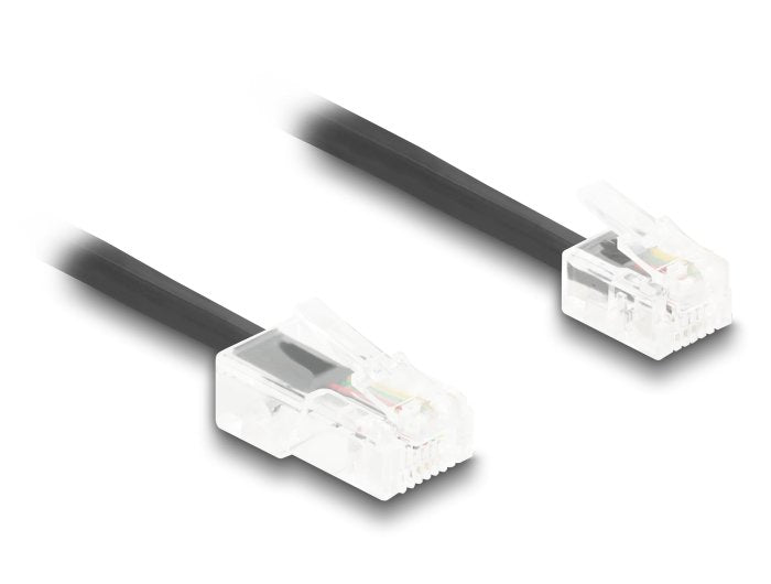 Delock Telefoncable   Spiralcable Rj11 Stecker Zu Rj45 Stecker Schwarz 10 M
