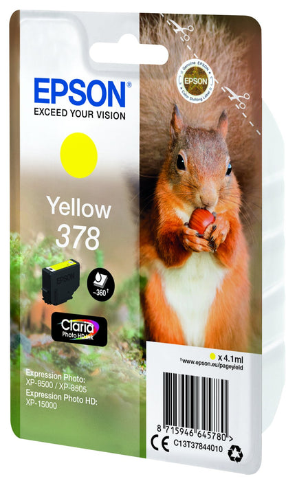 EAN 8715946645780 - Epson Squirrel C13T37844010 cartucho de tinta 1 pieza(s) Original Rendimiento estándar Amarillo imagen 3