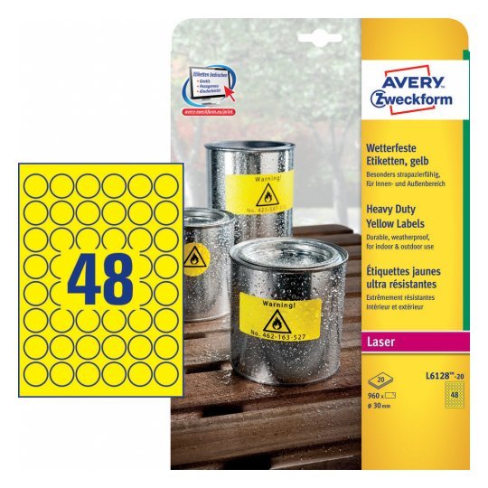 Avery Zweckform Resistente A La Intemperie Folienetiketten 30,0 X 30,0 Mm