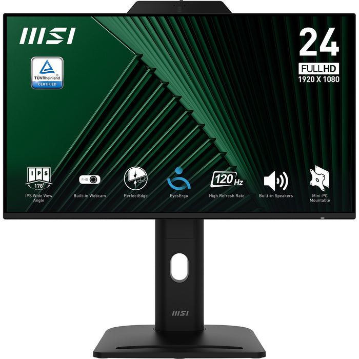 Msi Pro Mp242pmgde, Monitor Led 60 Cm (23,8 Pulgadas), Negro, Fullhd, Ips, Webcam, Micrófono, Hdmi, Dp, Vga, Hub Usb, Panel 120hz 9s6-3pd89t-002