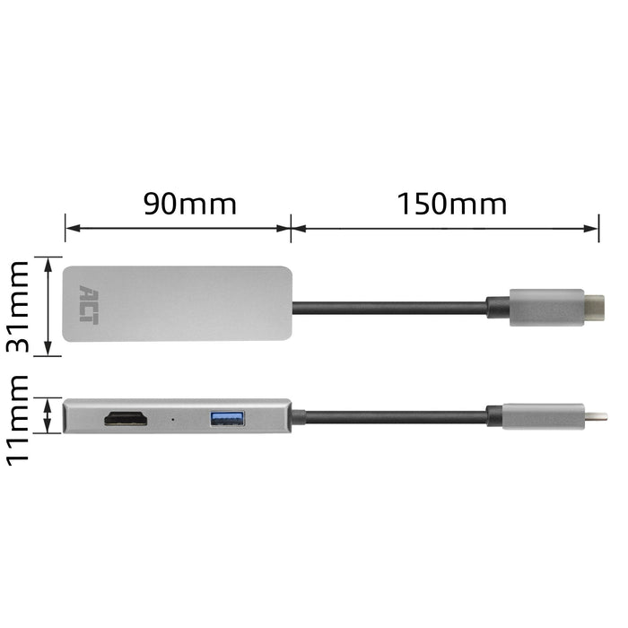 Adaptador Act Connectivity Usb C A 2 Hdmi 4k Usb A
