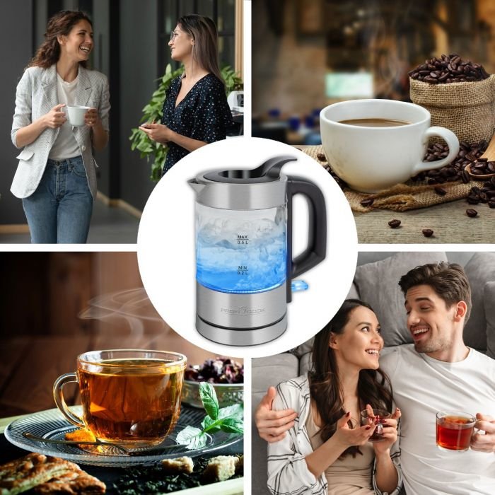 EAN 4006160012286 - ProfiCook PC-WKS 1228 G tetera eléctrica 0,5 L 1100 W Acero inoxidable, Transparente imagen 3