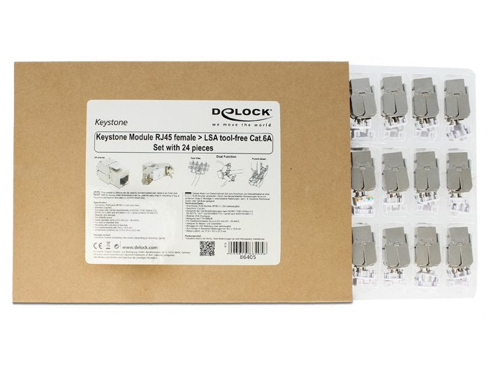 Delock 86405 Keystone Module Rj45 Jack > Lsa Cat.6a Stp 24 Pieces