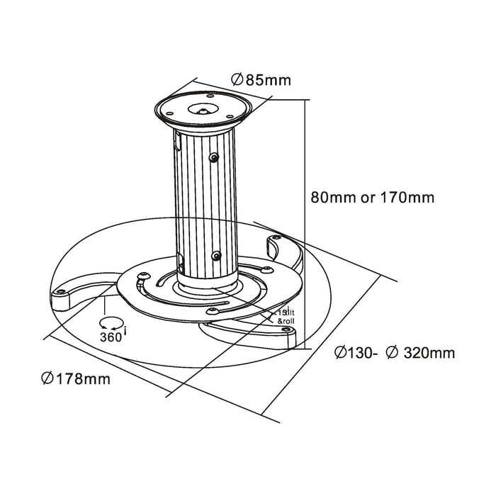 Soporte Proyector Inline 130/200 Mm Máx. 10kg