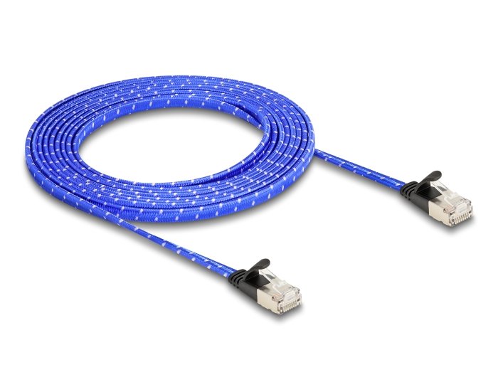 Delock Rj45 Cable De Red Plano Trenzado  Cat.6a U/Ftp 3 M Azul