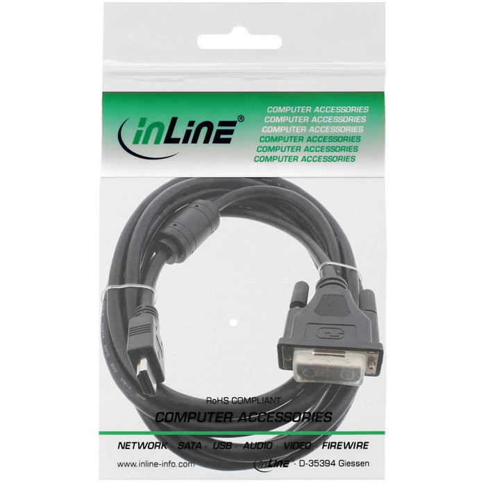 Cable Inline Hdmi-Dvi 19 Pines Macho A 18+1 Macho + Inductancia De Ferrita Negro 1,5 M