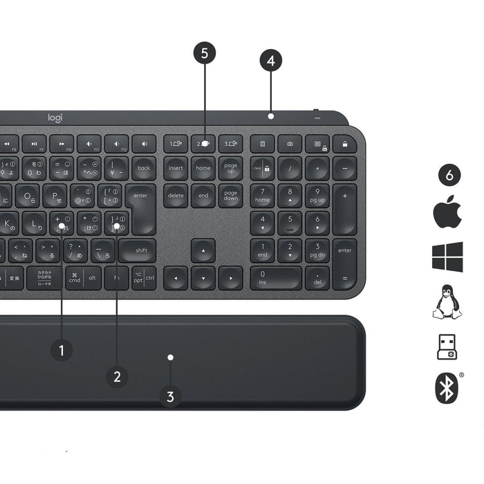 Teclado Inglés Logitech Mx Keys Plus Rf Wireless + Bluetooth Qwerty Grafito