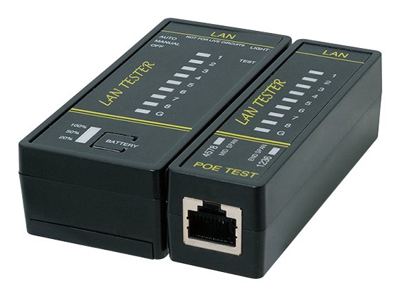 Mini Comprobador De Lan Para Cables Rj45, Rj12 Y Rj11 Con Unidad Remota Y Detector Poe