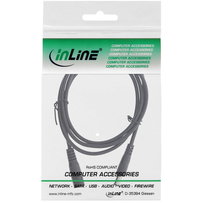 Cable De Extensión De Cc Inline, Enchufe De Cc Macho/Hembra 5,5x2,1 Mm, Awg 18, Negro, 2 M