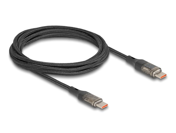 Delock 85409 Cable De De Datos Y Carga Rápida Usb 2.0 Usb Type-C Macho A Macho Pd 3.0 100 W Con Indicación De Potencia Transparente 2 M
