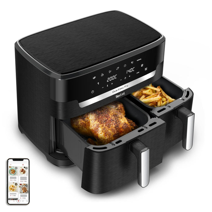 Freidora Tefal Easy Fry Dual Xxl Ey9428e0 Doble 11 L Independiente 2020 W Negro