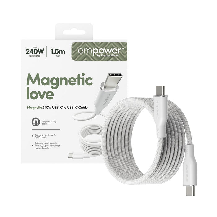 EAN 5715685027703 - PanzerGlass empower™ by ® Magnetic 240W USB-C to USB-C Cable | USB 2.0 | 1.5M | Silver White cable USB Bl imagen 5