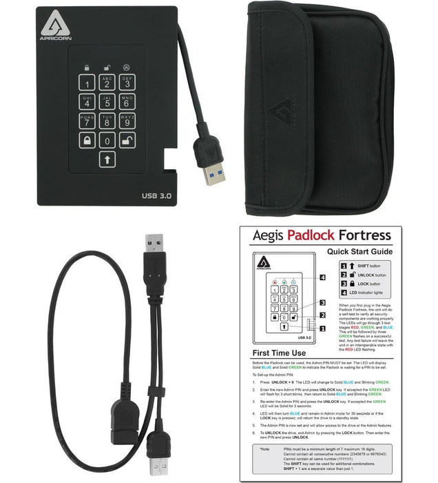 EAN 708326913775 - Apricorn Aegis Padlock Fortress 256 GB USB 3.2 Gen 1 (3.1 Gen 1) Negro imagen 3