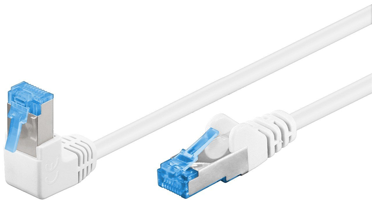 Latiguillo Cat 6a, S/Ftp,  3.00 M, Blanco, Cu-Lszh 1 X Conector 90º Goobay