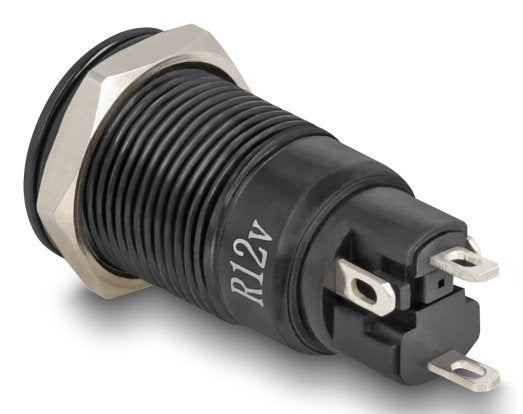 Delock Druckschalter Para Instalación Negro 12 Mm 12 V 4 X Lötanschluss Led Rojo Ring
