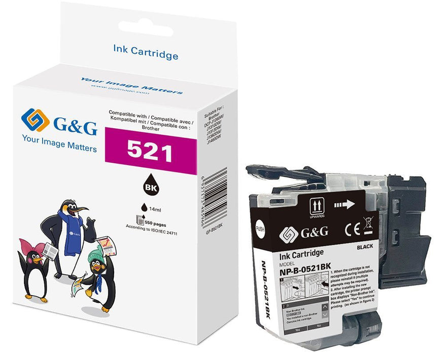 G&G Tinte Komp. Con Brother Lc521bk Patr. 500páginas Negro