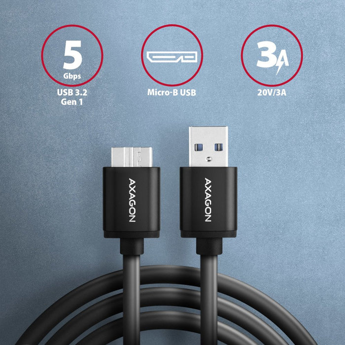 EAN 8595247905925 - Axagon BUMM3-AM10AB cable USB USB 3.2 Gen 1 (3.1 Gen 1) 1 m Micro-USB B USB A Negro imagen 2