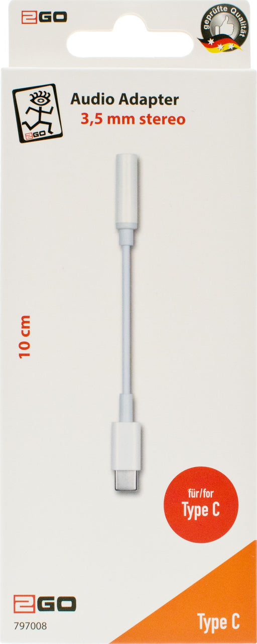 EAN 4010425970082 - 2GO 797008 cable de audio 0,1 m 3,5mm USB Tipo C Blanco imagen 2