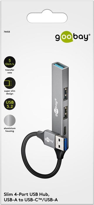 EAN 4040849744587 - Goobay 74458 hub de interfaz USB 3.2 Gen 1 (3.1 Gen 1) Type-A 5000 Mbit/s Gris claro imagen 2