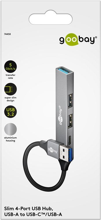 EAN 4040849744587 - Goobay 74458 hub de interfaz USB 3.2 Gen 1 (3.1 Gen 1) Type-A 5000 Mbit/s Gris claro imagen 2