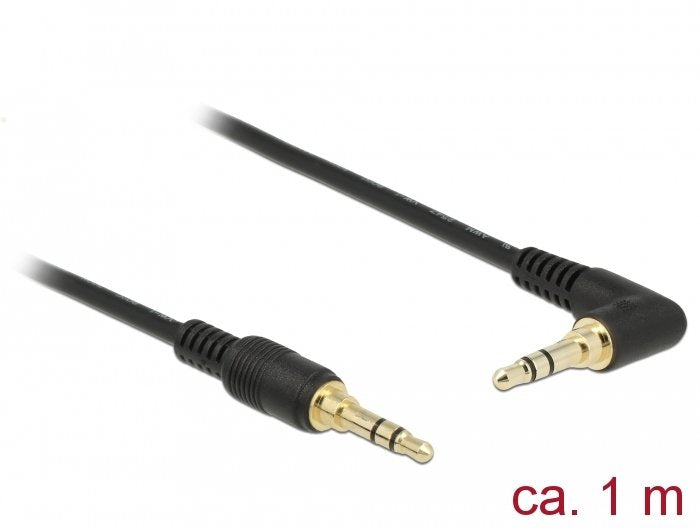 Delock Klinkencable 3,5 Mm 3 Pin Stecker > Stecker Gewinkelt 1 M Schwarz