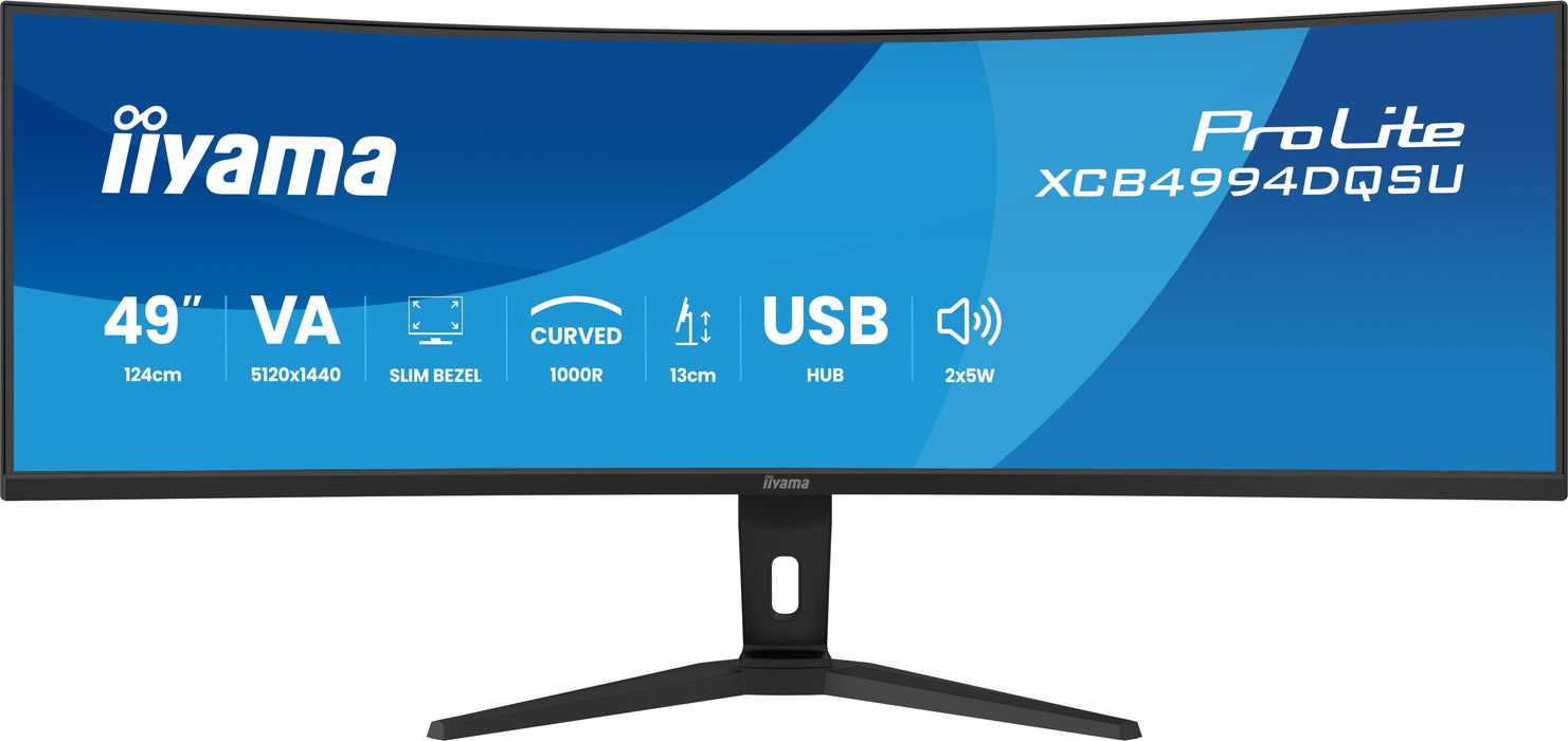 Iiyama Prolite Xcb4994dqsu-B1 124 Cm 49 Pulgadas), Negro (Mate), Dqhd, Va, Curved, Hdmi, Dp, Usb-C, Usb-Hub, 120hz Panel) Xcb4994dqsu-B1