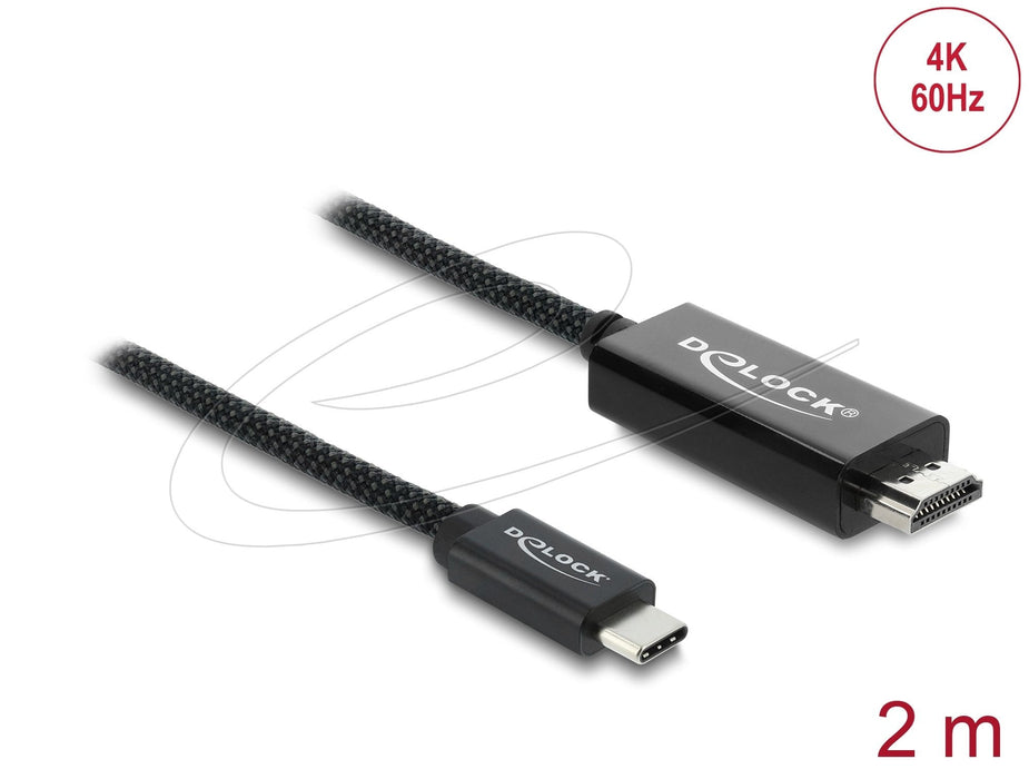 Delock Koaxiales Usb Tipo-C? A Cable Hdmi (Dp Alt Mode) 4k 60 Hz Con Geflechtma