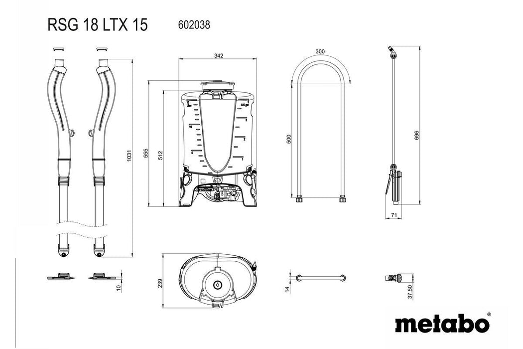 Pulverizador De Mochila A Batería Metabo Rsg 18 Ltx 15 (602038850)