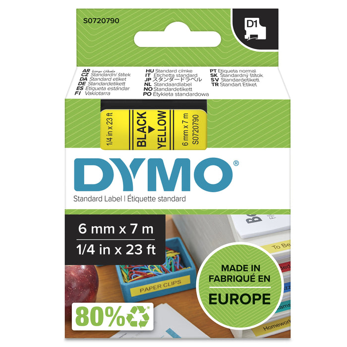 EAN 5411313436182 - DYMO D1 Standard - Black on Yellow - 6mm cinta para impresora de etiquetas Negro sobre amarillo imagen 1