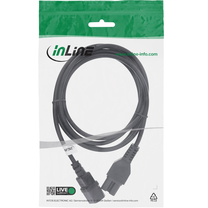 Extensión De Cable De Alimentación Inline, Conector Para Condiciones Calientes Iec-C15 Recto A Iec-C14 Recto, 0,5 M, Negro