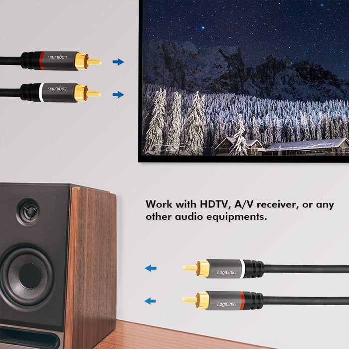 EAN 4052792052435 - LogiLink CA1206 cable de audio 3 m 2 x RCA Negro imagen 3