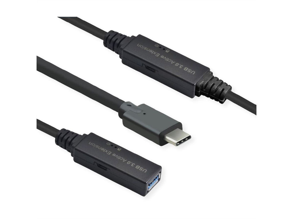 Roline Usb 3.2 Gen 1 Aktives Repeater Cable, Typ A - C, Schwarz, 10 M