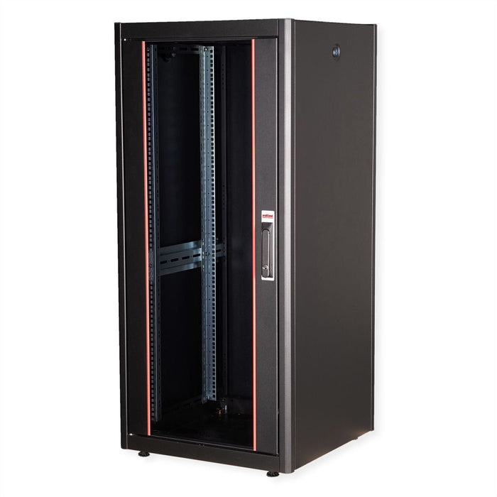 Roline 19-Zoll Netzwerkschrank Basic 26 He, 600x600 Bxt Glastr Schwarz