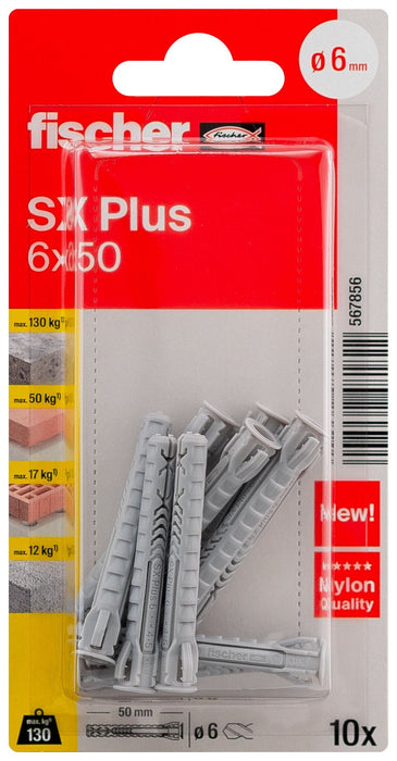 Fischer Sx Plus 6x50 K 10, 567856, Pasador Gris Claro
