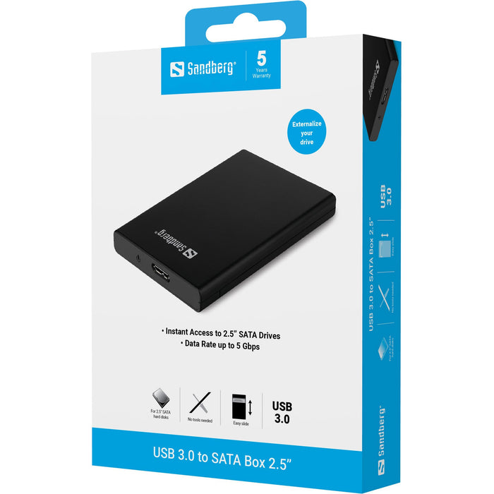 EAN 5705730133893 - Sandberg 133-89 caja para disco duro externo Carcasa de disco duro/SSD Negro 2.5" imagen 3