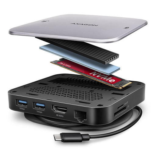 EAN 8595247908438 - Axagon HMC-UFO USB-C Hub M.2 SATA/NVMe 1 Gbit/s Ethernet 384 kHz Audio Alámbrico USB 3.2 Gen 2 (3.1 Gen 2 imagen 1