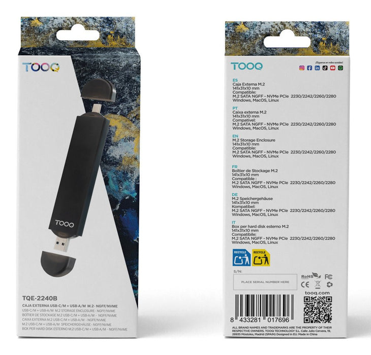 EAN 8433281017696 - TooQ TQE-2240B caja para disco duro externo Caja externa para unidad de estado sólido (SSD) Negro imagen 9