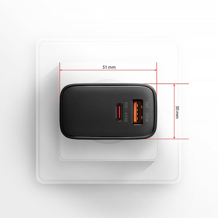 EAN 8595247907905 - Axagon ACU-PQ45 QC 3.0, 4.0/AFC/FCP/PPS/PD, 45W, schwarz - Netzladegerät mit USB-A und USB-C Schnittstell imagen 8